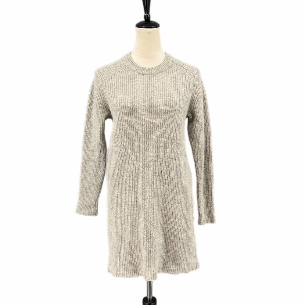 Polo Ralph Lauren Neutral Ribbed Knit Long Sleeve Tunic Sweater Soft Mini Dress